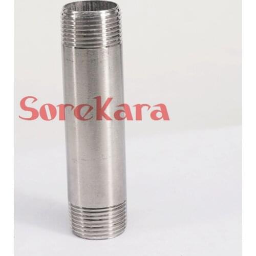 3/4" BSP Equal Male Thread Length 100mm 304 Stainless Steel Long Straight Pipe Fitting Connector Adapter