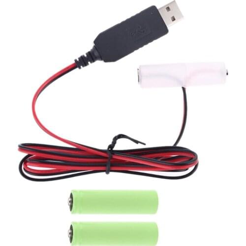300cm LR6 AA Battery USB Power Supply Adapter Cable Replace 1 to 4pcs AA Battery H054