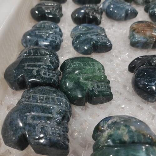 1pcs Aquatic grass agate hat skull head home living room decoration art ornaments open chakras to restore spiritual power