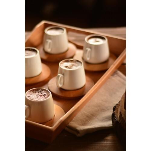 Bamboo Ottoman Set of 6 Person/12 Pieces Turkish Coffee Cups Plain 5.4x5.4x6cm Great Quality Modern New Design