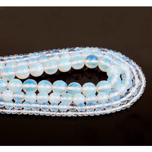 Hot 38cm Opal 4/6/8/10mm Faceted Natural Stone Round Ball Beads for DIY Necklace Bracelet Earring Jewelry Making Findings
