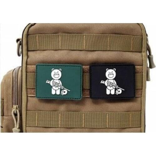 Black Sniper Bear Logo Airsoft Hunter Skull Tactical Army 3D PVC Rubber Patch Badge Emblem DIY Patches for Clothing
