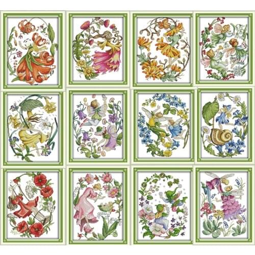 Joy Sunday Flower Faerie Big Sale Very Cheap 11CT Printed Stamped Canvas Cross Stitch Fabric Cotton Thread Embroidery Needlework