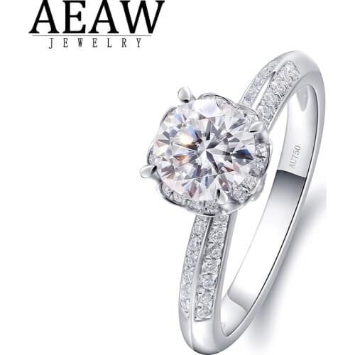 DEF Color Round Brilliant Cut VVS1 0.5CT 5.0mm Engagement Ring for Women Fine Ring Jewelry 14k White Gold Or Silver 925