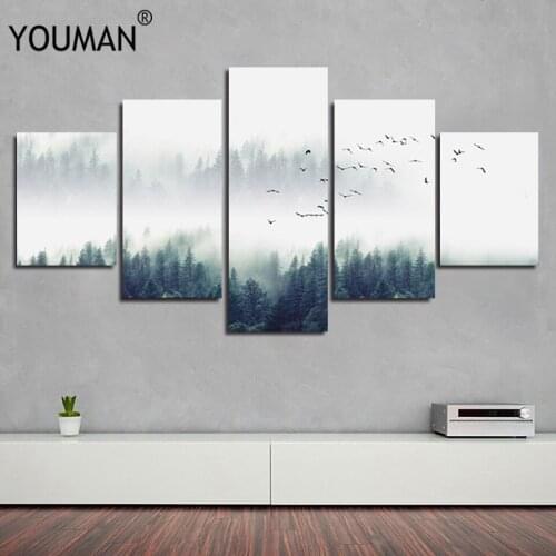 Nordic PVC decorative forest landscape poster canvas print wall hanging art combination painting background decorative painting