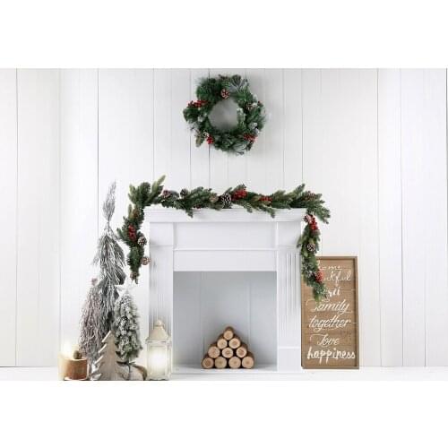 HUAYI Photography Backdrop Christmas Xmas Fireplace Wreaths Photo Background Newborns Child Studio Family Photocalls PropsW-4314