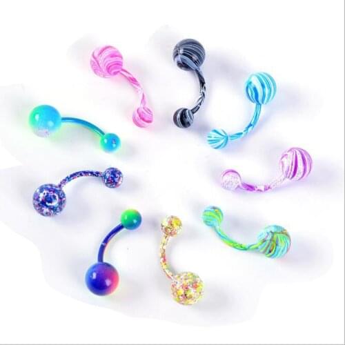 JINGLANG Surgical steel crystal belly button ring flashing belly button piercing set cute sexy belly piercing Jewelry