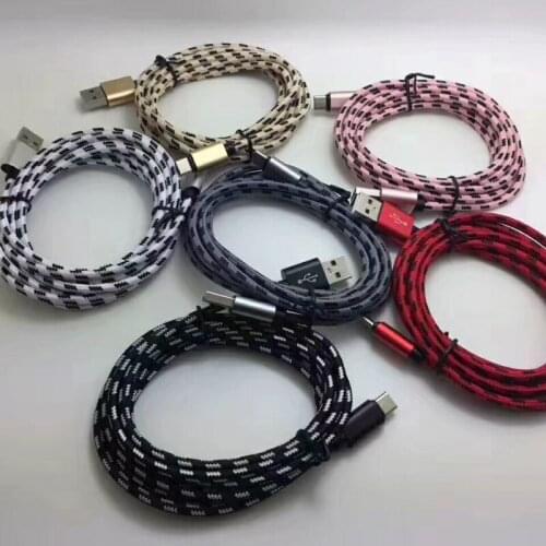 100pcs 1M 2M 3M High Speed Metal USB Braided Data Fast Charger Cable Micro USB 8pin Type C Charging Cord for Mobile Phones