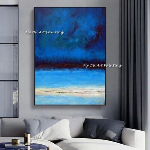 100% Handmade Oil Paintings blue Sky and Sea Canvas Art For Living Room and Bedroom Home Decor No Frame