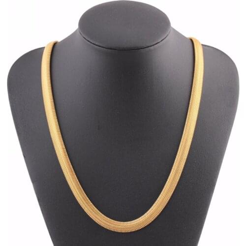 Gold Filled Snake Chain Necklace Gold Color Rock Punk Casual Style Men Long Choker Chain Hip Hop Jewelry erkek kolye 60cm homme