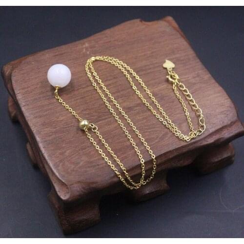 New Arrival S925 Sterling Silver Necklace Women Luck Nephrite Ball with O Chain Necklace 45cm 10mmW