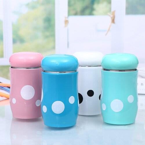 280ML Cute spotted water cup Cartoon stainless steel mug Thermos cup Girls Gift Cup Small capacity big belly kettle