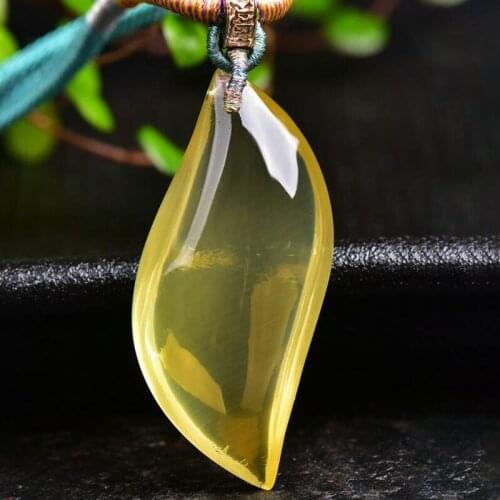 Fine JoursNeige Yellow Natural Crystal Pendant S shape Pendant Rope Chain Necklace Lucky For Women Men Stylish Wealthy Jewelry