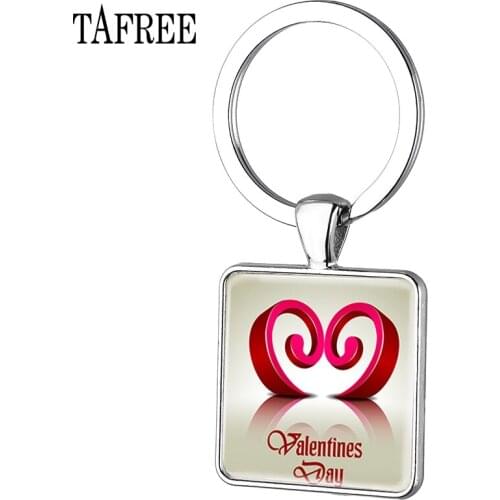 TAFREE Valentines Day Square keychain Antique keychain parejas enamorados llaveros para mujer Jewelry FQ784