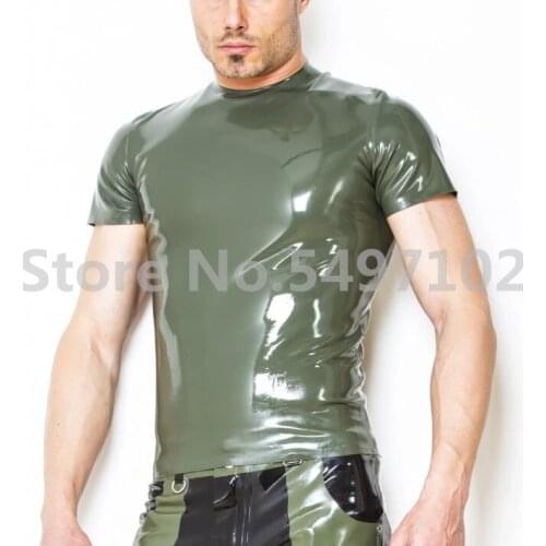 Handmade Latex Rubber Short Sleeves T-Shirt Mens Latex Suit