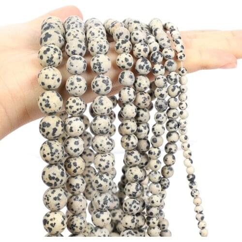 Matte Frosted Dot Veins King Natural Stone Bead Round Loose Spacer Bead For Jewelry Making DIY Bracelet Charm Accessories 4-12MM