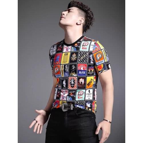 100% cotton new mens T-shirt fashion cotton printed cotton short-sleeved round neck top