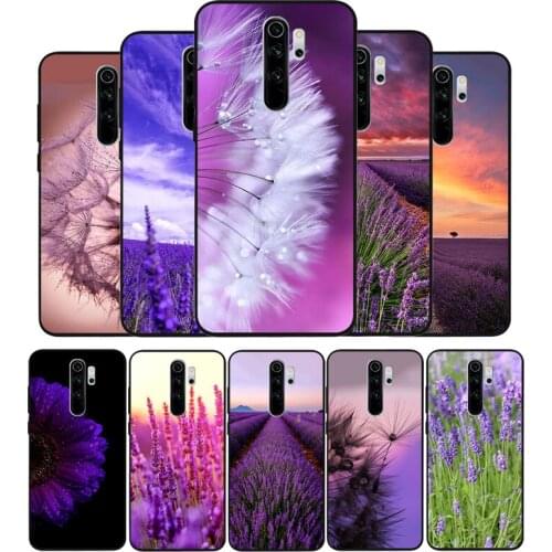 Purple Watercolor flower Dandelion Lotus Lavender Black TPU Silicone Soft Phone Case For Redmi 6 Pro NOTE 9 7 8 5 Pro 4 6