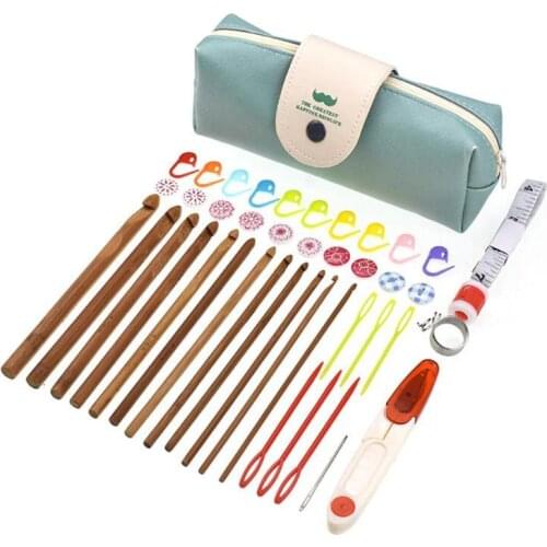 Crochet Hooks Set Needles Scissors Stitch Holder Hook Sewing Tool Soft Handle Crochet Needles Yarn Weave Knitting Needles Set