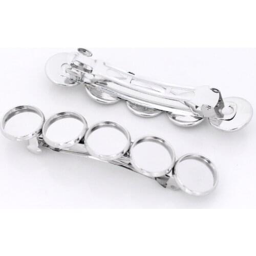 New Fashion 5pcs 12mm With 5 Cameos Rhodium Plated Copper Material Hairpin Hair Clips Hairpin Base Setting Cabochon Cameos