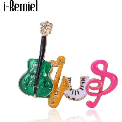 New Musical Instrument Brooch Alloy Enamel Pin Violin Notes Fashion Brooches Clothing Lapel Pins Badge Gifts Women Accessories