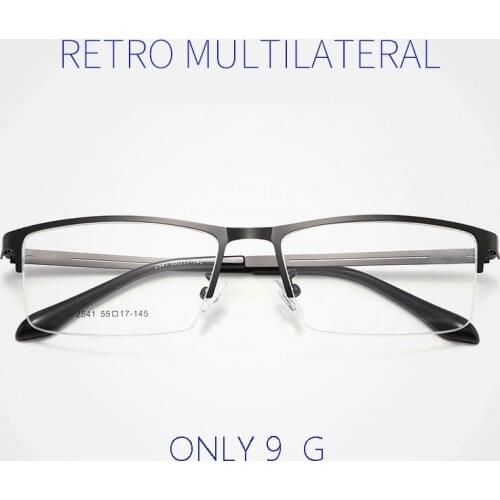 New Arrival Alloy Frame Glasses Half Rim Men Business Style Spectacles Anti Blue Ray Eyewear with Spring Hinges