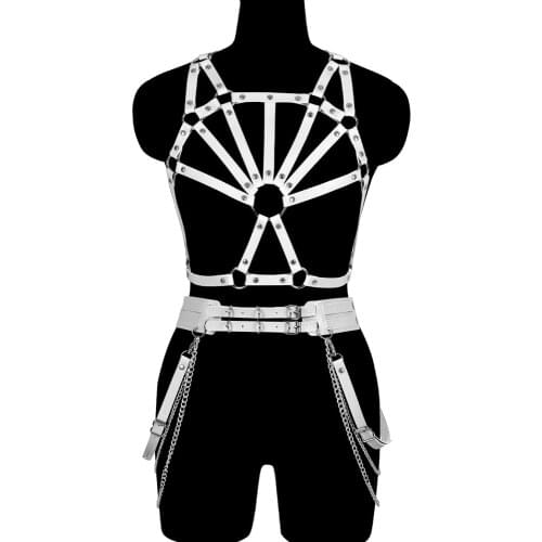 PU Leather Harness Bdsm Womens Accessories Sexy Stockings Bondage Lingerie Sword Belt Female Festival Clothing Rave Body Garter