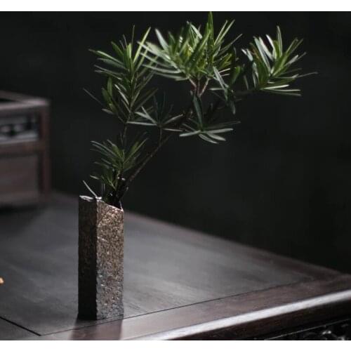 Gilded dry flower ware coarse ceramic Mini vase ceramic living room decoration tea table flower arrangement simple