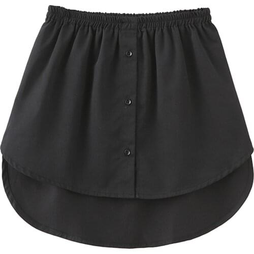 Plus Size Women Fake Shirt Irregular Skirt Blouse Tail Hem Cotton Detachable Underskirt Solid Color Skirt