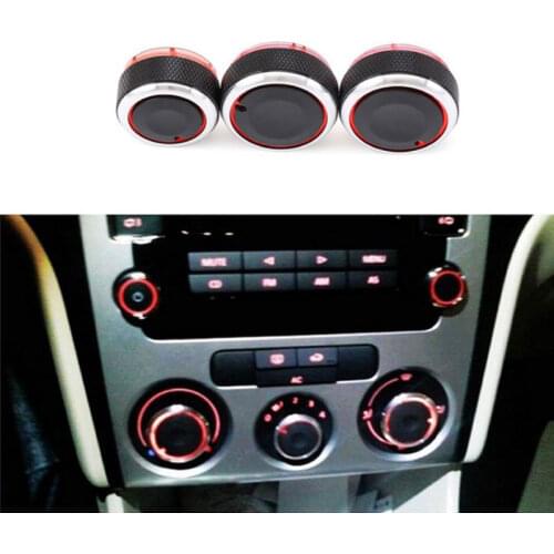 3pcs/set Air Conditioning Knob AC Knob Heat Control Switch Button Knob For VW Polo 2002-2013 POLO 9N 9N3 6R Car Styling
