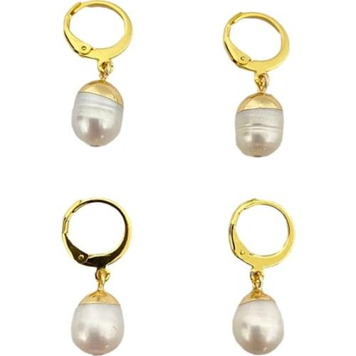 Handpicked AAA+ Quality Freshwater Cultured Pearls Earrings Leverback Dangle Hook Earring French Style Ivory Color