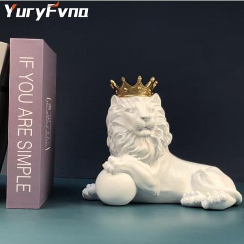 YuryFvna Nordic Lion Statues For Decoration Lion Sculpture Nordic Resin Figurine Animal Abstract Nordic Decoration Home Model