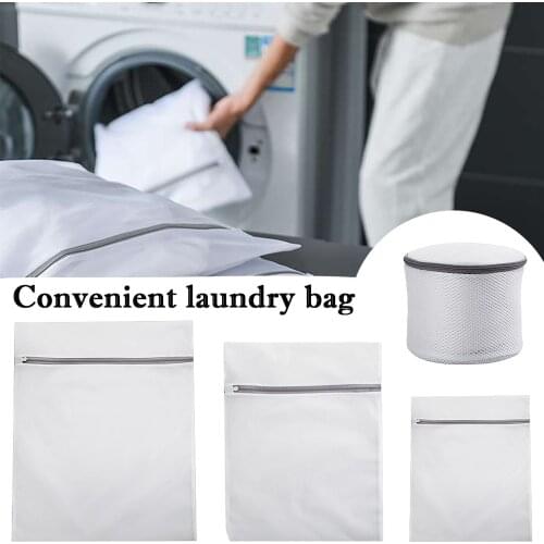 Home Use Large Capacity Polyester Laundry Bag For Womens Underwear Bras Travel Portable Clothes Organizer Bags Gray Zipper Bag