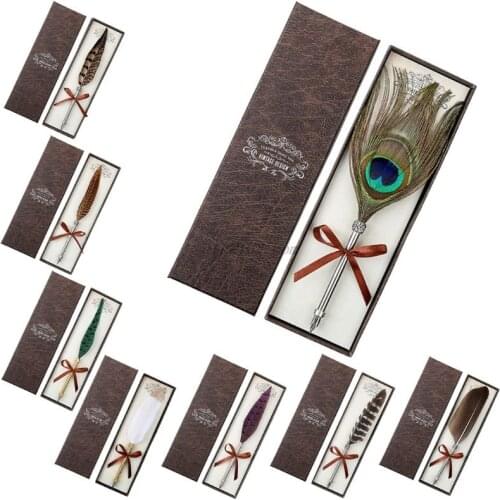Vintage Quill Dip Goose Feather Pen Fountain Pens Calligraphy Writing Supplies