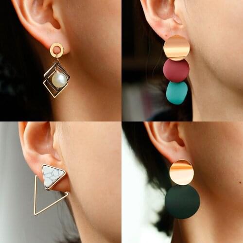 LOVR Vintage Acrylic Geometric Shell Dangle Earrings For Women Statement Round Small Gold Drop Earrings 2020 New Design Jewelry