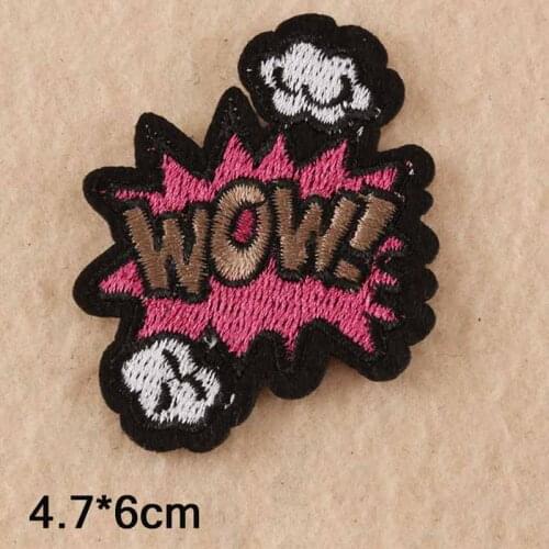 Wow Iron On Embroidered Clothes Patch For Clothing Stickers Garment Apparel Accessories