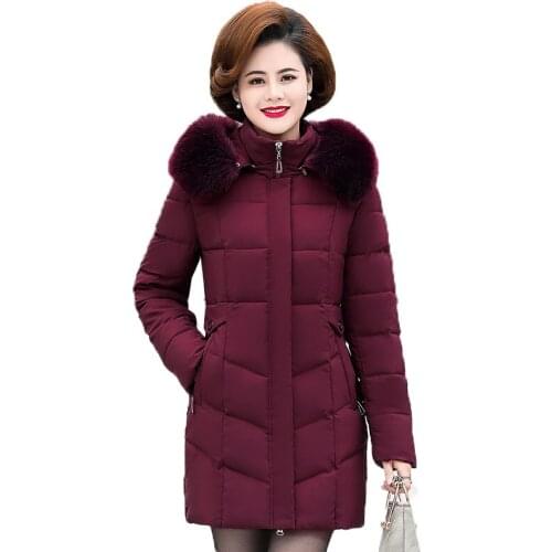 New winter women long parka solid thick jacket oversize slim hooded fur collar office ladies coat outwear abrigo mujer invierno