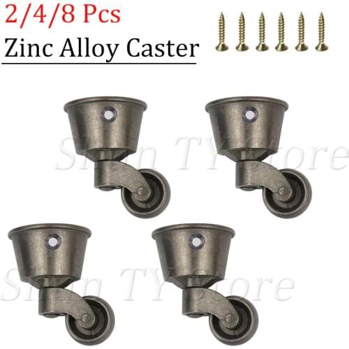 1/2/4/8 Pcs Swivel Caster Wheels, Zinc Alloy Round Cup Furniture Legs Universal Wheels, For Sofa Chair Cabinet, with Screws