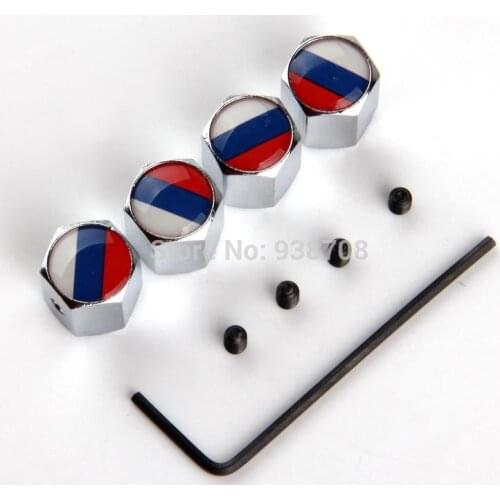 1 Set 4pcs Lockable Russian Flag Anti-Theft Dust Cap Tire Valve Caps Russian Flag With Retal box