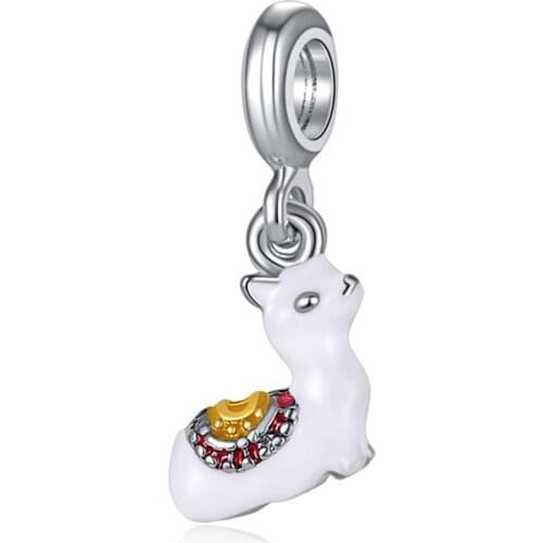 1Pcs New Cute Alpaca Pendant DIY Beads Suitable for Original Pandora Charm Bracelet Ladies Jewelry Making Gifts