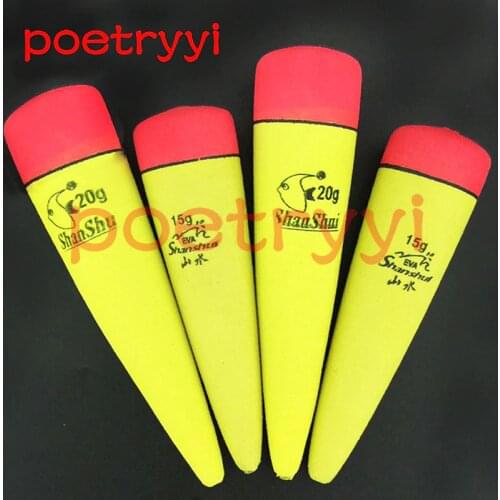 POETRYYI 1pc 15/20/30g white/yellow Buoyancy EVA Inline Bobber Float Saltwater Fishing Floats Catfish Pike Live Bait Float 30