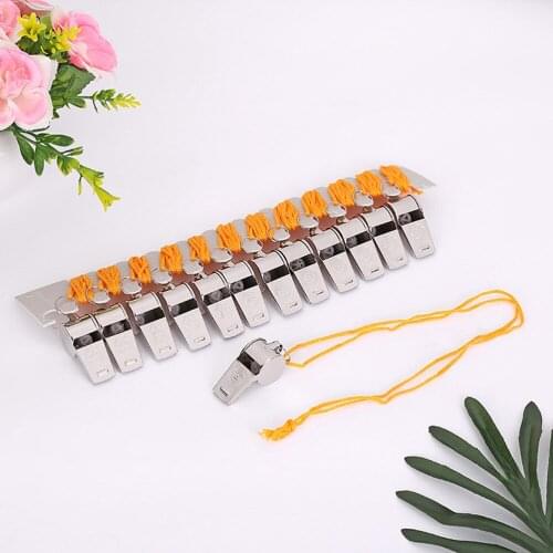 12 Pcs Sport Game Whistles High Pitch Survival Lifeguard Whistle Hanging Keychain Lanyard Keychain Outdoor Camping Hiking Boatin