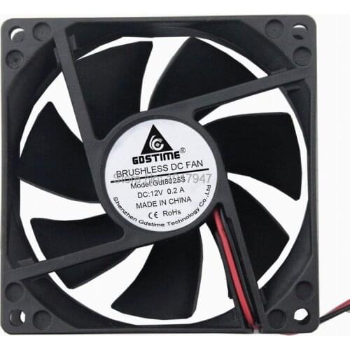 200 Pieces LOT Gdstime 8025 DC 12V 2Pin 8cm 80mm x 25mm PC Cooler Cooling Fan