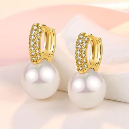 2021 Trendy Silver Plated Earrings For Women Jewelry High Grade Gold Pearl Drop Earring Lady Popular Party Accessories