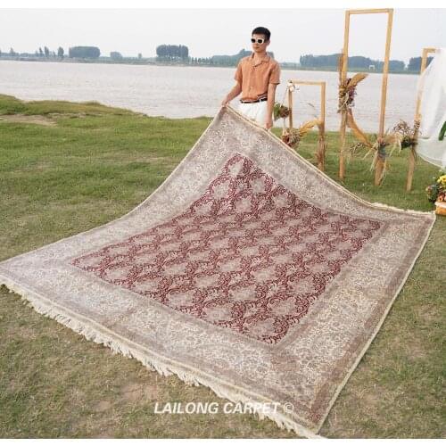 8'x10' Classic oriental design handwoven silk on silk rug handmade persian silk carpet (YL0939A)