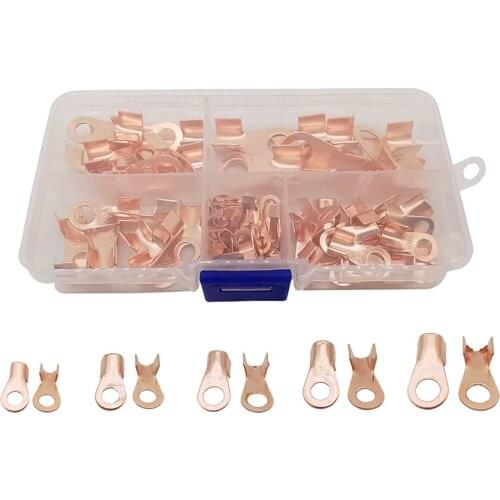 80Pcs/Set Copper Circular Battery Cable Crimp Connector OT Series Open Lugs Wire Terminals OT-3A OT-10A OT-20A OT-40A OT-60A