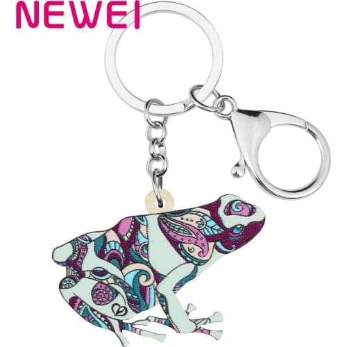 Bonsny Acrylic Cute Floral Frog Toad Keychains Ring Fashion Purse Handbag Car Key Chain Trendy Gifts For Women Girls Jewelry