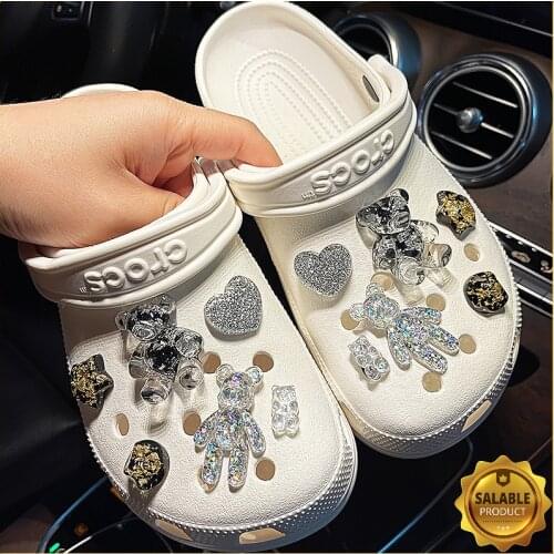 Shiny Rhinestone Bears Crocses Charms Designer DIY Love Shoes Decaration Accessories for Croc JIBZ Clogs Kids Boys Girls Gifts