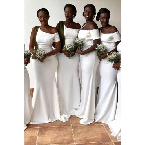 Black Girl Sheath Off-the-shoulder Fashionable Bridesmaid Dresses Formal Party Gowns