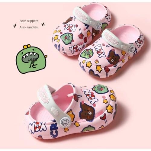 Childrens Print Hole Shoes Girls Summer Soft-soled Boys Childrens Sandals Infants and Toddlers Baotou EVA Beach Garden Shoes